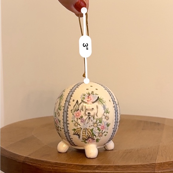 SOLD Vintage Pomander Dog Poodle PedestalFeet Ceramic Treasure Masters Christmas - Picture 9 of 12